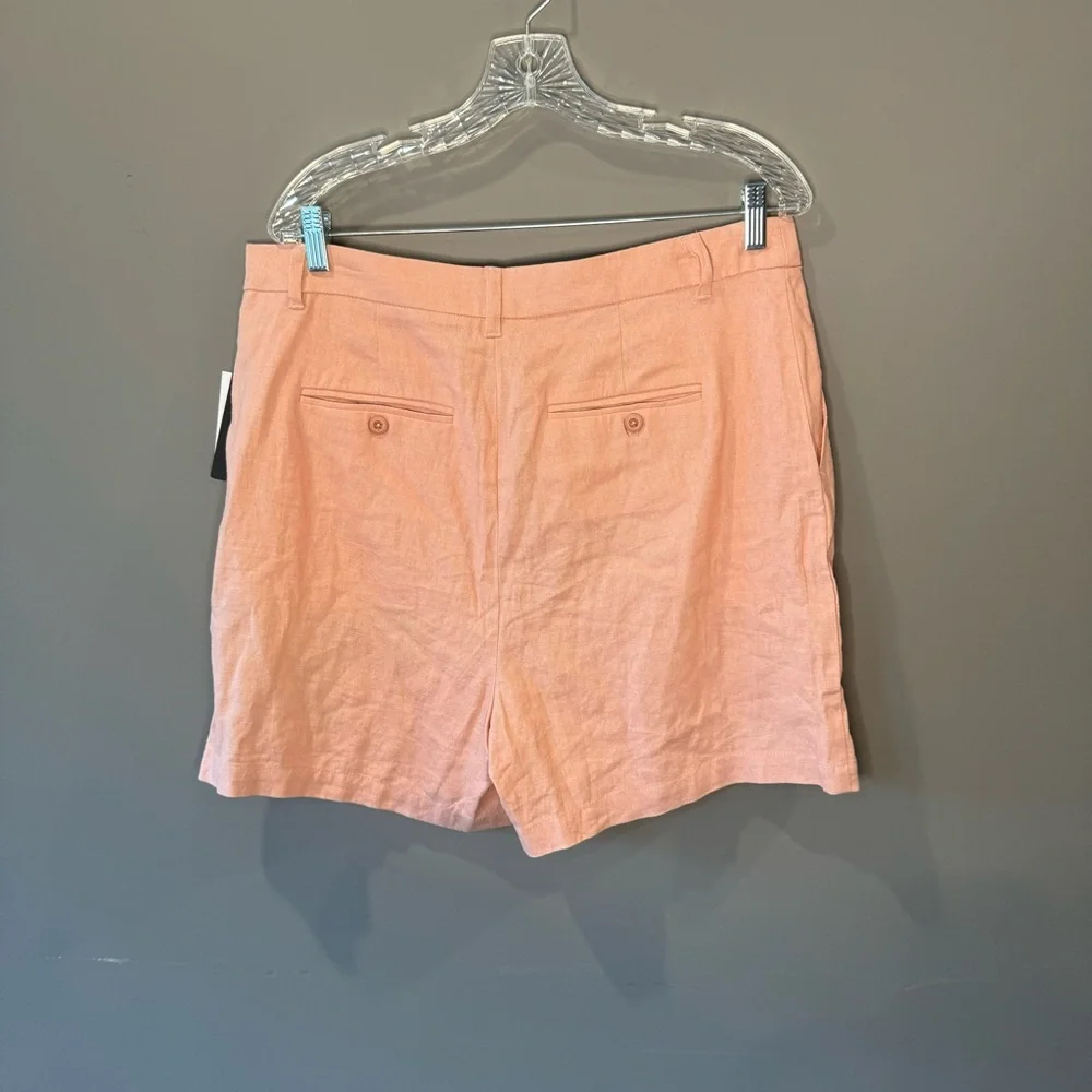NWT Violets and Roses mid-rise linen‎ blend chino short, Pink, Women’s Size 14
